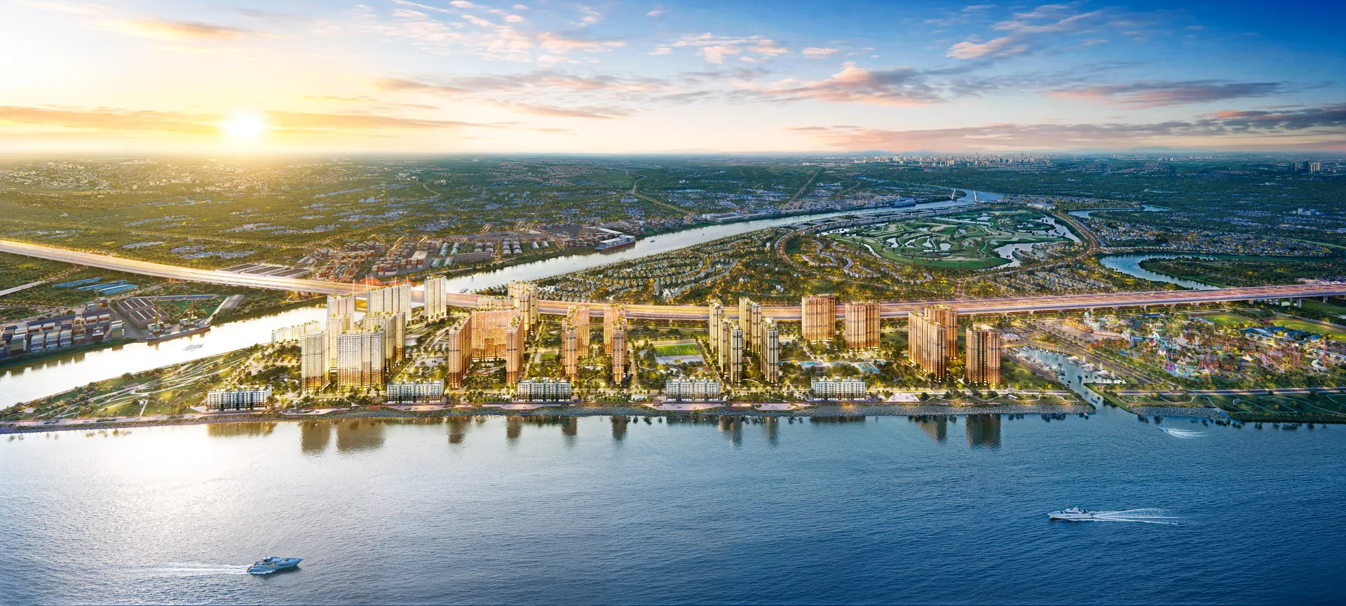 The Harbor Skyline nhìn từ sông Bạch Đằng lúc hoàng hôn