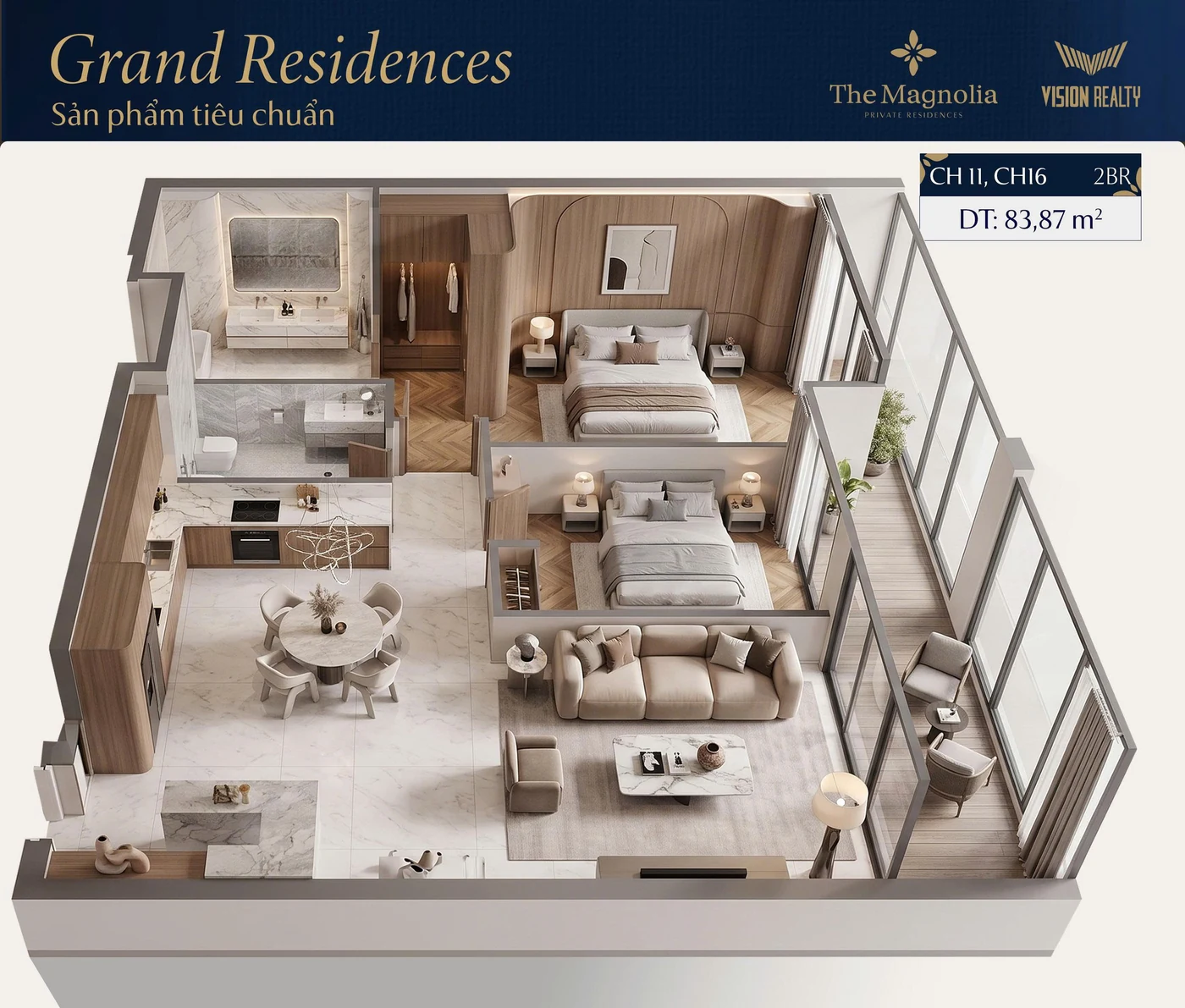 Layout Grand Residences 2PN+