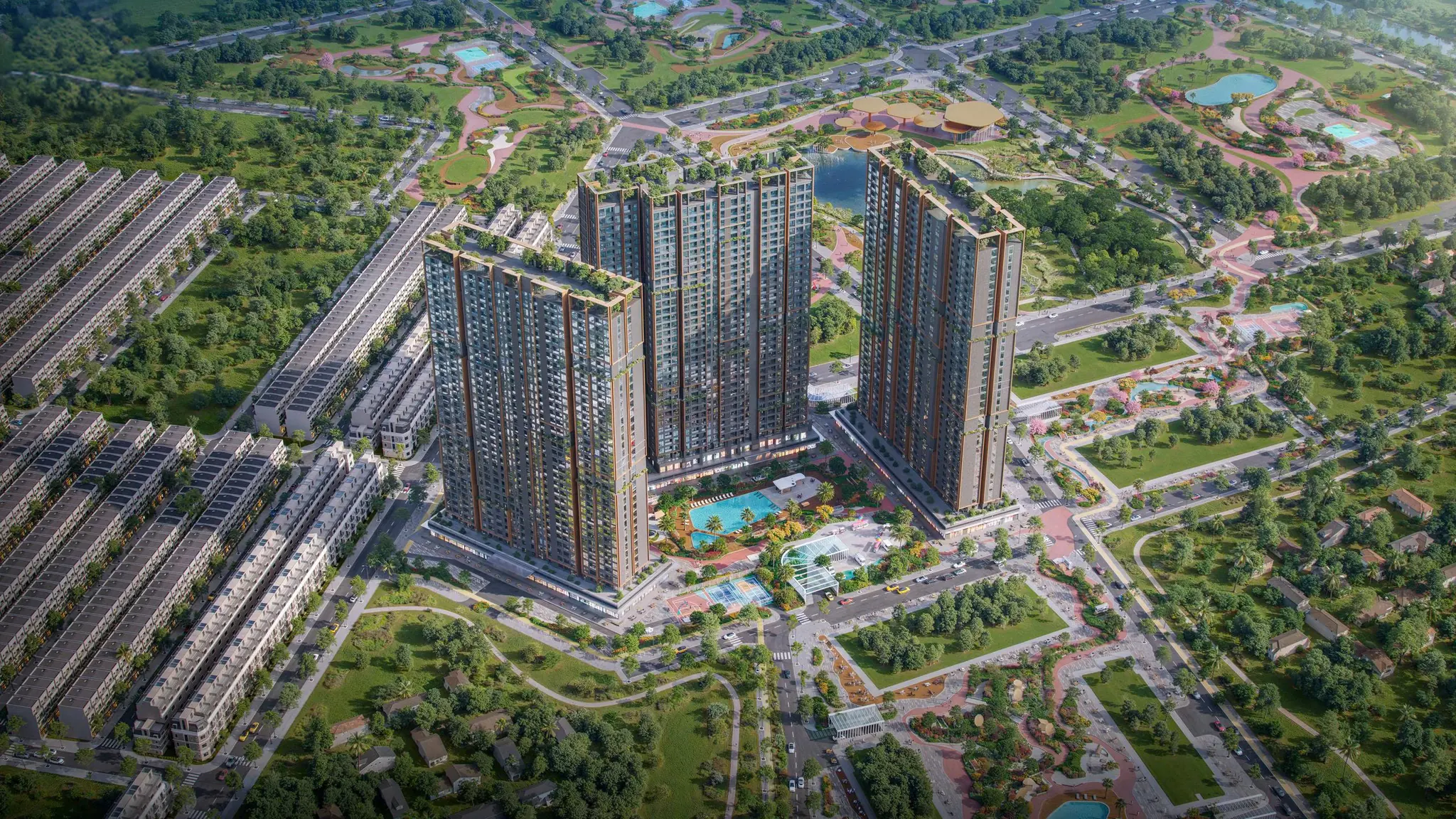Phối cảnh tổng thể The Parkland giữa công viên Ocean City