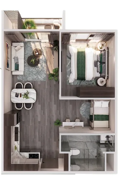 Mặt bằng căn 1 Phòng ngủ +