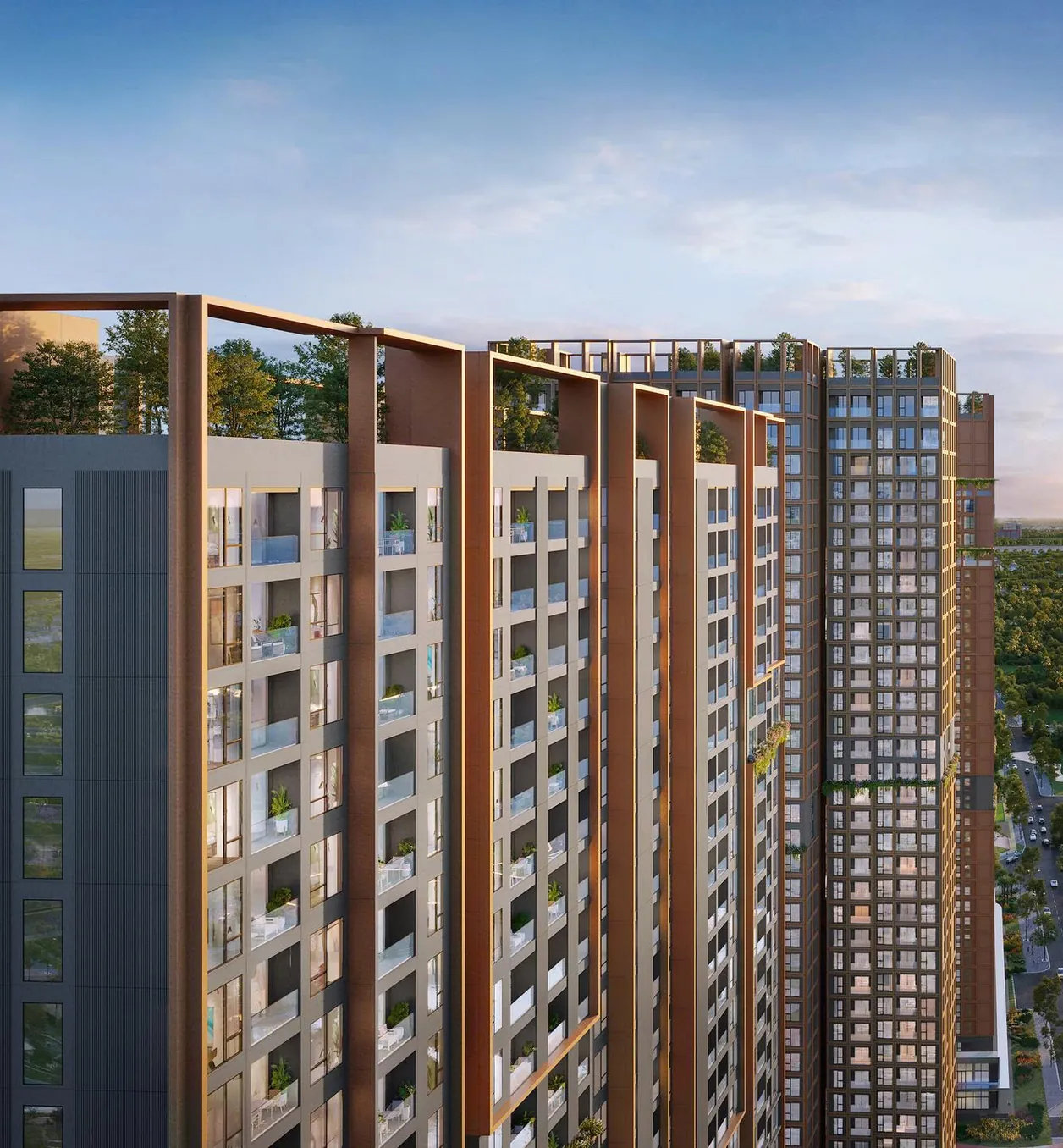 Các tòa tháp The Parkland nhìn từ trên cao