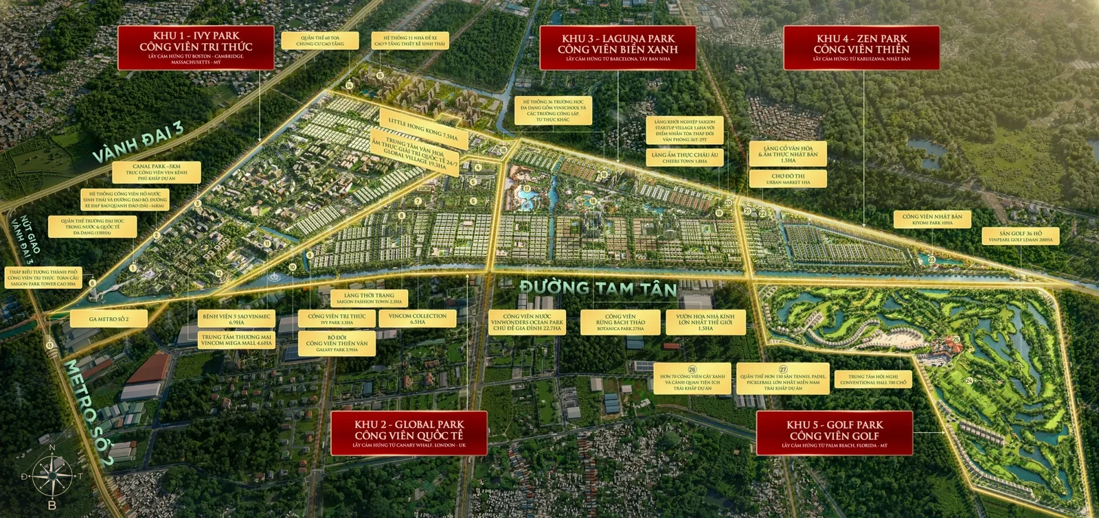 Mặt bằng 5 phân khu Vinhomes Saigon Park